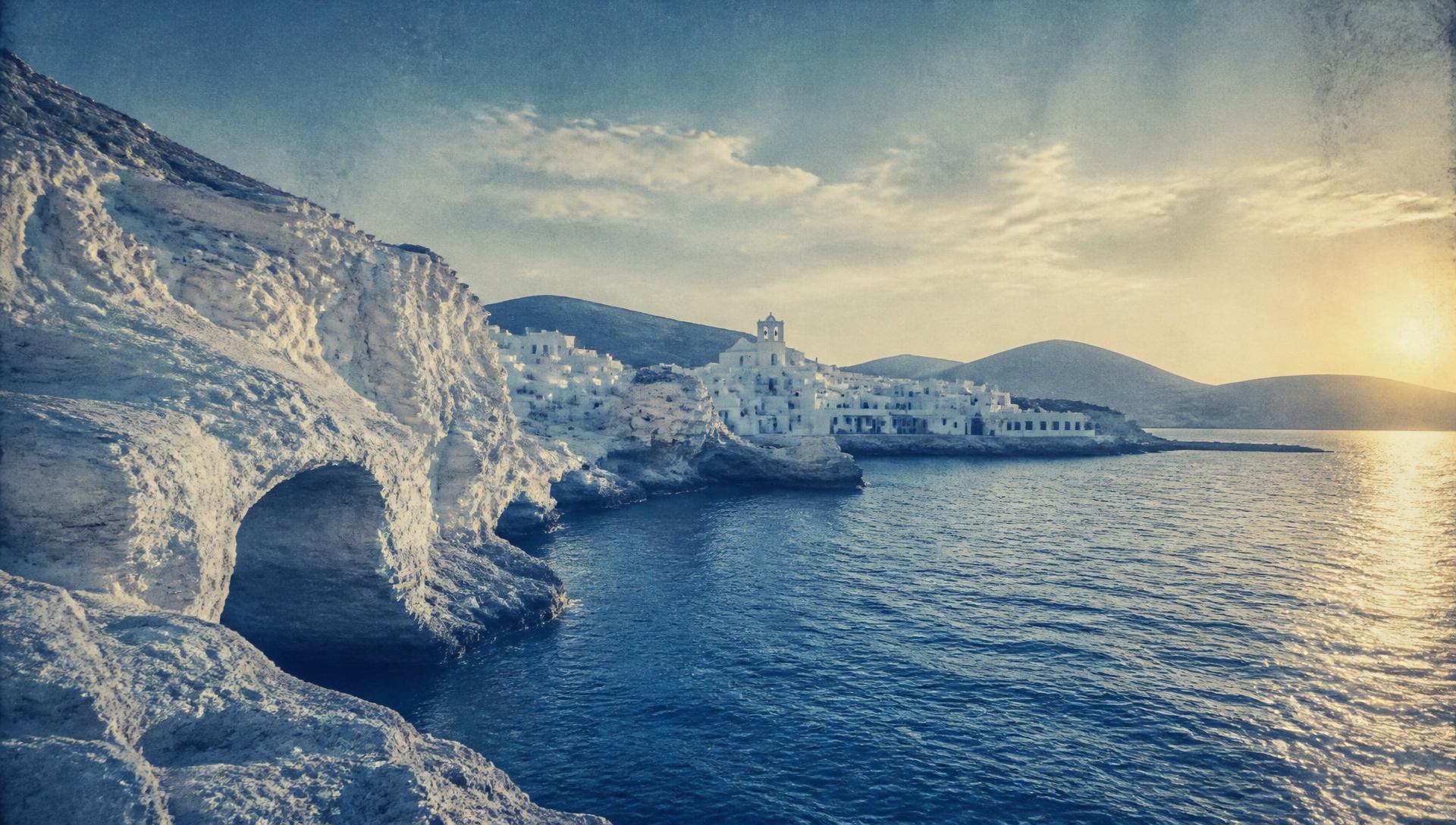 The coastline of Kimolos at golden hour